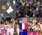 Женщин в баскетбол подиум, Соединенных Штатов Америки, Франции и Австралии, Лондон 2012